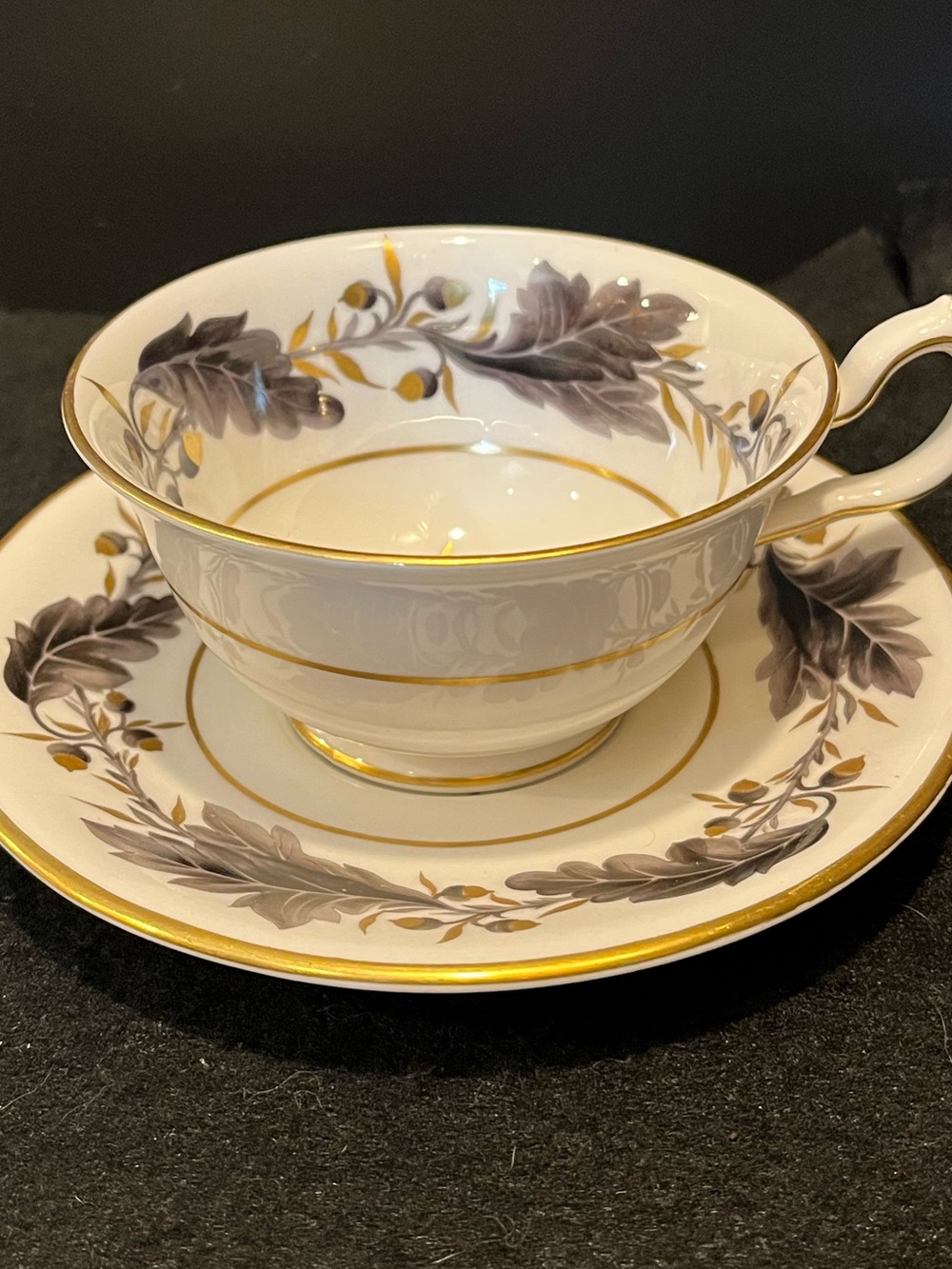 Royal Crown Derby Portman Oak Footed Tea Cup & Saucer Made in England